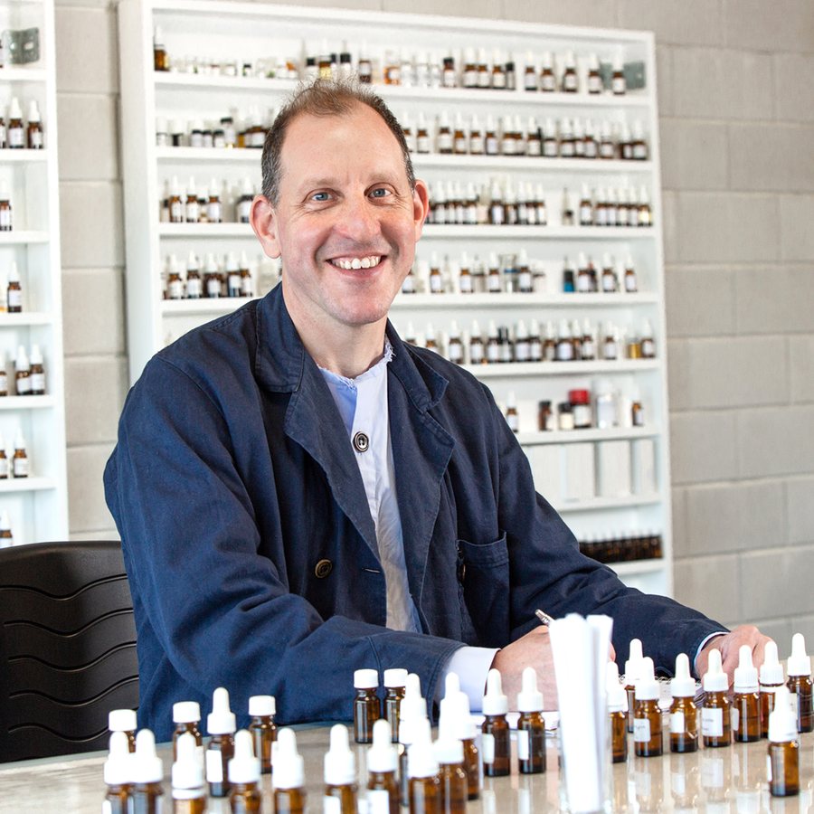 Portrait of perfumer Hiram Green in his Gouda studio